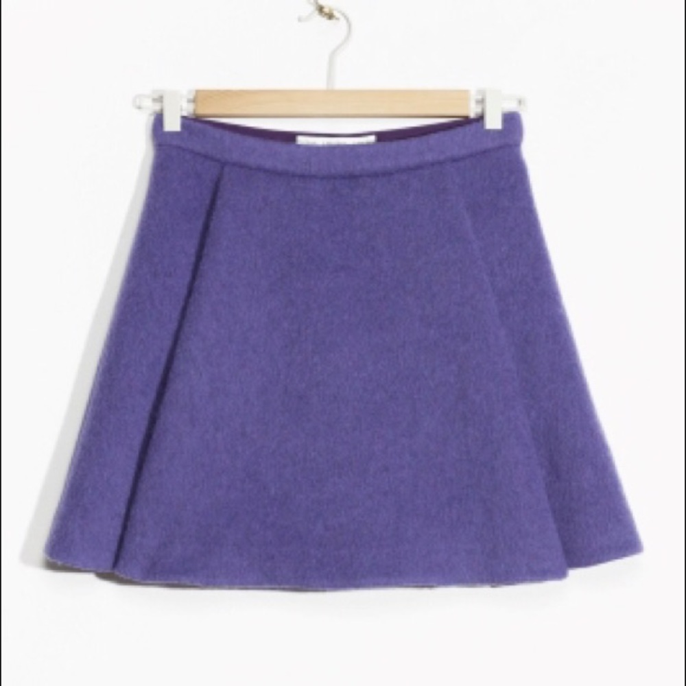 Other Stories wool-blend brushed hair purple skirt